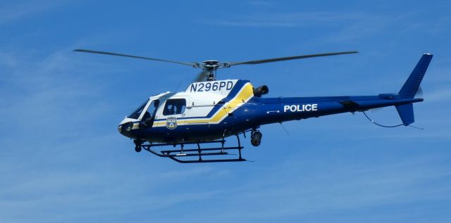 Eurocopter AS-350 AStar (N296PD) - About to touch down is this 2013 Philadelphia Police Department Eurocopter AS-350 AStar from the Summer of 2023.