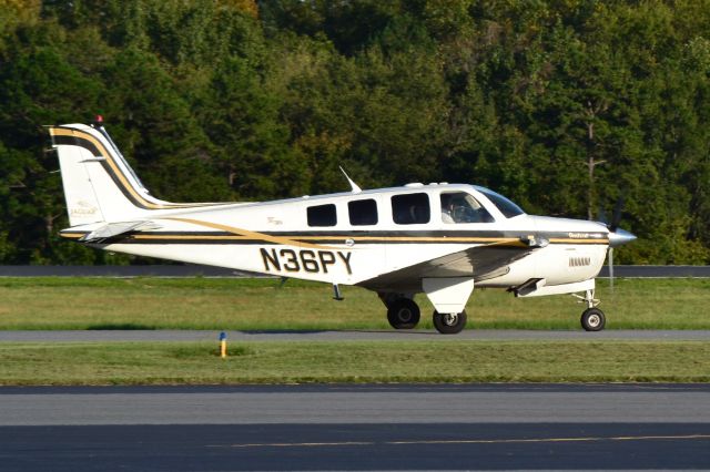 Beechcraft Bonanza (36) (N36PY) - NINE SIX X-RAY LLC taxiing at KJQF - 10/13/18