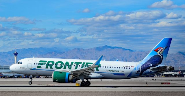 Airbus A320 (N309FR) - N309FR Frontier Airlines Airbus A320-251N s/n 7555 "Weston The Woodpecker" - Las Vegas - McCarran International (LAS / KLAS)br /USA - Nevada,  April 5, 2019br /Photo: TDelCoro