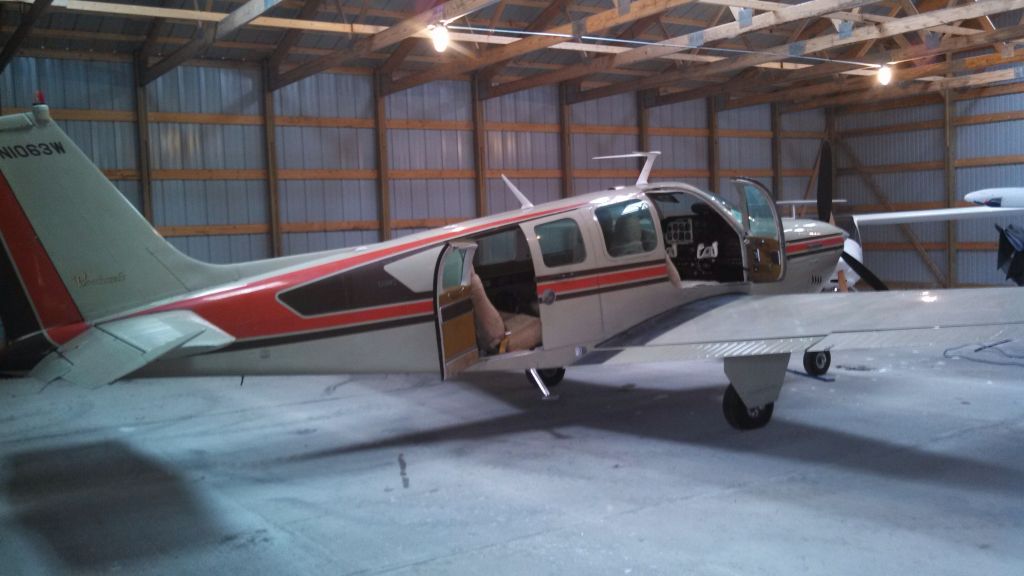 Beechcraft Bonanza (36) (N1063W) - Loading up in the hangar