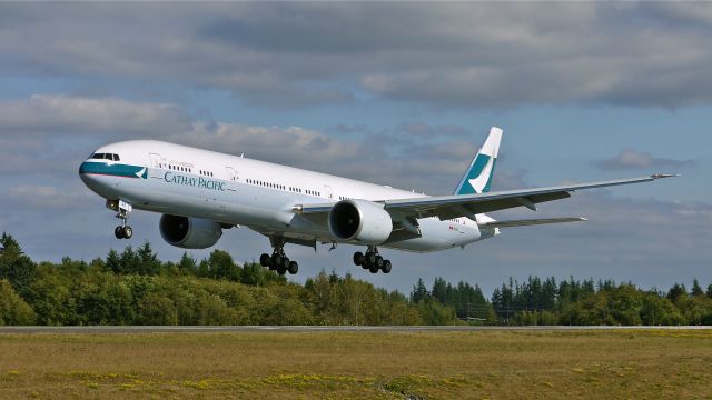 BOEING 777-300 (B-KQG) - BOE820 on final approach to Rwy 34L to complete its maiden flight on 8.3.13.