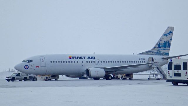 BOEING 737-400 (C-FFNM) - This is my first time seeing this plane in Iqaluit, Nunavut April 1, 2016