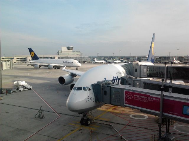 Airbus A380-800 (D-AIMB) - Lufthansa Airbus A-380s at Frankfurt Airport.