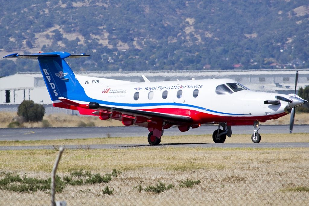 Pilatus PC-12 (VH-FVB) - On taxi-way, heading for take off on runway 05. Friday, 19th April 2013.