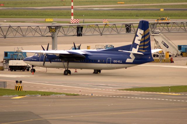 Fokker Maritime Enforcer (OO-VLL) - Belgium airline VLM Fokker 50 (OO-VLL) on stand at AMS. VLM ceased operations 31 August 2018. (Photo May 2007)