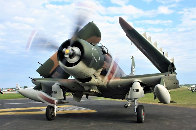 Douglas AD Skyraider (N39606) - An impressive view of the Skyraider, Wiley Coyote, at Oshkosh '18.