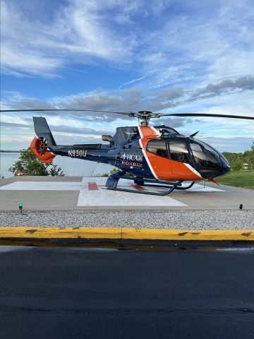 Eurocopter EC-130 (N930U) - HCA Air Care Eagle (ACE), on the helipad at Tri-Cities Hospital in Hopewell, VA.  Where it is usually located unless on a mission.  Overlooking the Appomattox River.