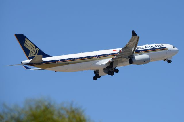 Airbus A330-300 (9V-STA) - Getting airborne off runway 23 and heading home to Singapore. Wednesday 29th October 2014.