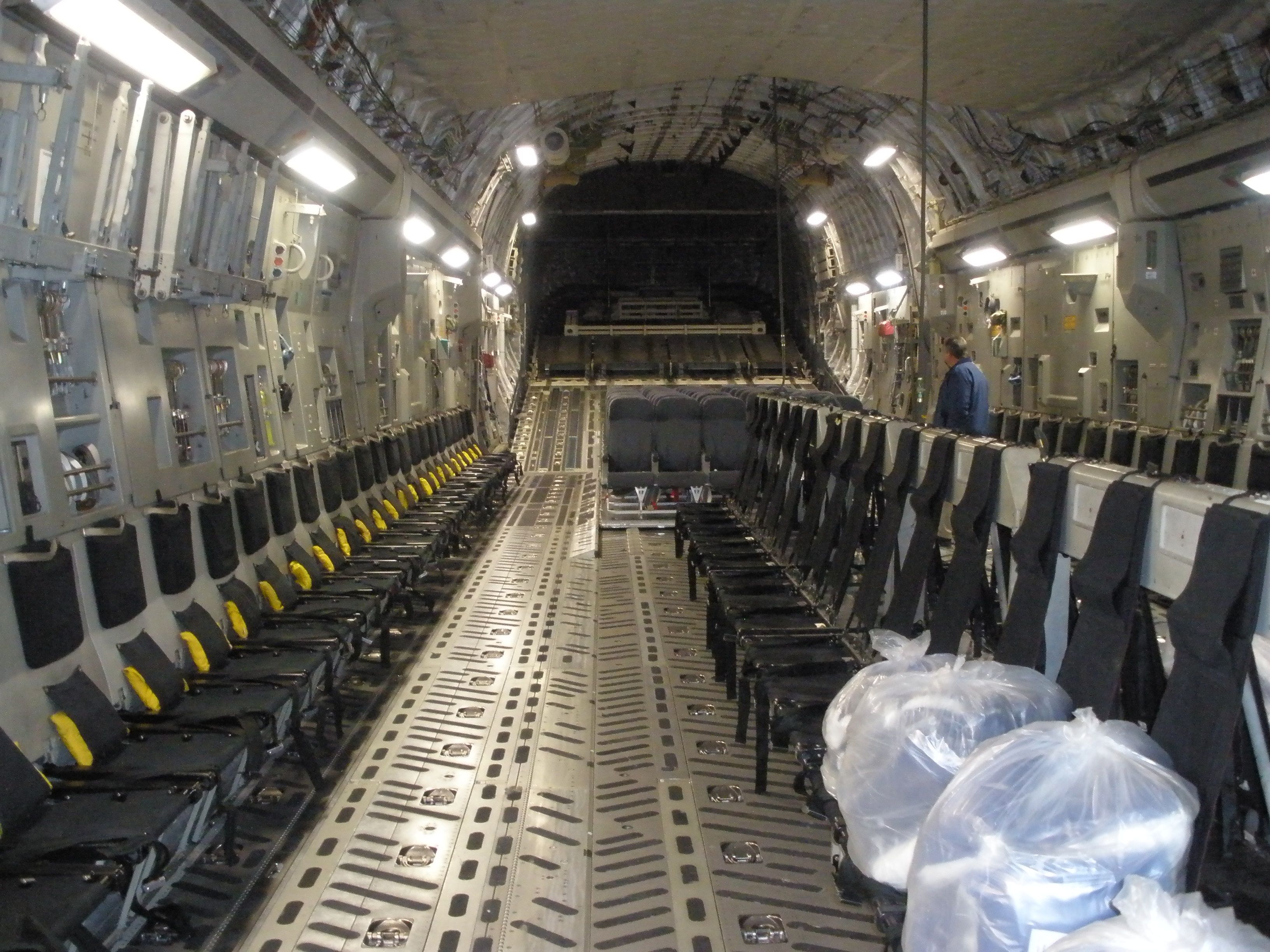 Cessna 152 (N80052) - C-17 visit.Came in to pick up V.M.I.This is a really big airplane and very impressive.Check out the seating arrangements.