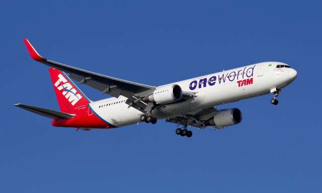 BOEING 767-300 (PT-MOC) - (3/22/2020) PT-MOC (the Oneworld Latam 763) makes it's final journey to BOS before COVID and before LATAM left the Oneworld Alliance