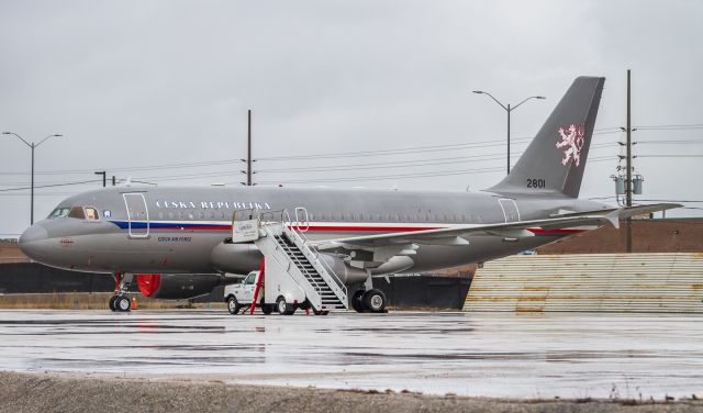 Airbus A319 (2801) - This Czech Air Force A319CJ on a layover for a couple of days in Toronto. Sorry about the stairs!