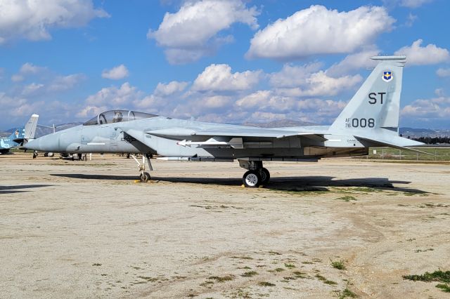 McDonnell Douglas F-15 Eagle (76-0008) - From the March Museum web-site: The United States Air Force F-15 Eagle is a twin-engine, high-performance, all-weather fighter designed to seize and hold air superiority by sweeping the skies of all opposing forces. Entering the United State Air Force inventory on November 14, 1974 the F-15 was the pinnacle of aviation technology for the last quarter of the 20th century. br /br / br /br /Capable of flight at greater than Mach 2.5 the Eagle was the first U.S. fighter to have less than a one to one thrust to weight ratio. The extraordinary power provided by the two Pratt & Whitney F100 axial-flow turbofan engines, equipped with afterburners, gave the sleek fighter the phenomenal ability to maintain acceleration while in a vertical climb. The F-15 can climb 50,000 feet in less than 60 seconds. The relatively low aircraft weight, compared to wing area, made the Eagle not just fast, but also highly maneuverable, creating a near perfect platform for air-to-air combat.br /br / br /br /Produced in both single and two-seat variants the F-15's complex avionics includes the sophisticated APG-63/70 Pulse-Doppler radar system allowing the aircraft to acquire and track targets at distances greater than 120 nautical miles. The F-15 can be armed with a number of different weapons packages depending upon the intended mission. In the air-to-air role, the Eagle's internal M61A1 20 mm Gatling gun can be augmented by radar-guided AIM-7F/M Sparrow missiles and/or AIM-120 AMRAAM Advanced Medium Range Air-to-Air Missiles as well as heat-seeking AIM-9L/M Sidewinders. In the ground attack mode, the aircrafts ability to carry 16,000 pounds provides for a wide array of ordinance options.br /br / br /br /In 1991 USAF F-15's deployed to the Persian Gulf in support of Operation Desert Storm accounted for 36 of the 39 Air Force air-to-air victories. Two-seat F-15E Strike Eagles were used with great success to search out and destroy "Scud" ballistic missile launchers and concealed artillery sites.br /br / br /br /Expected to serve in the United States Air force until 2025, the F-15, with its record of 100 aerial victories without a single loss in conflicts from the Persian Gulf to Kosovo, is one of the most successful fighters in history of aviation.br /br / br /br /On display at the museum is F-15, S/N 76-0008. It arrived at the museum on May 11, 2006 from its last assignment at Sheppard Air Force Base, TX, where it served as a training aircraft. This aircraft is on loan from the NMUSAF.