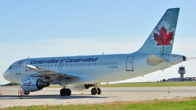 Airbus A319 (C-GBHM) - Election 2015 campaign plane of the Conservatives.