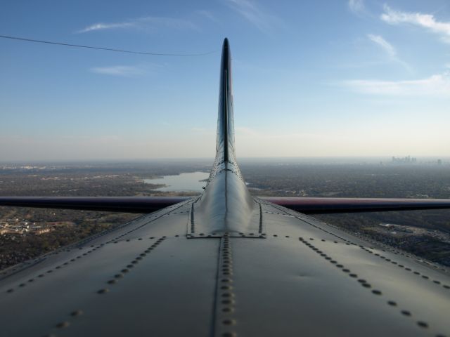 N93012 — - B-17G Top Turret View of Dallas from Nine O Nine Collings Foundation Flying Fortress.