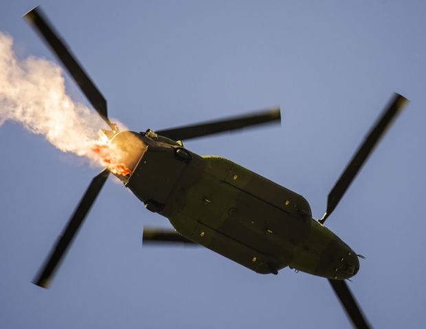 ASAP Chinook — - Skyhawk jumper smoke from rear of the CHinook