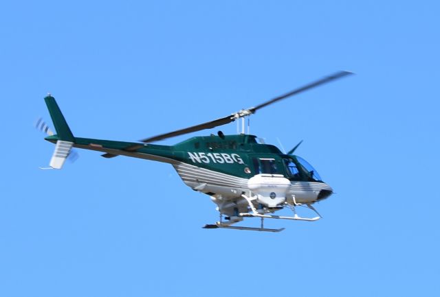 N515BG — - The Monmouth County Shade Tree Bell Jet Ranger, with side tanks, departs from Monmouth Airport, NJ April 2021.