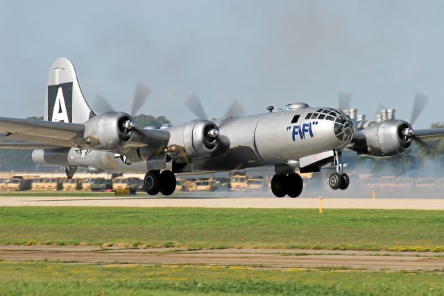 — — - B-29 FIFI Gives it Her All for the Air Show at Oshkosh