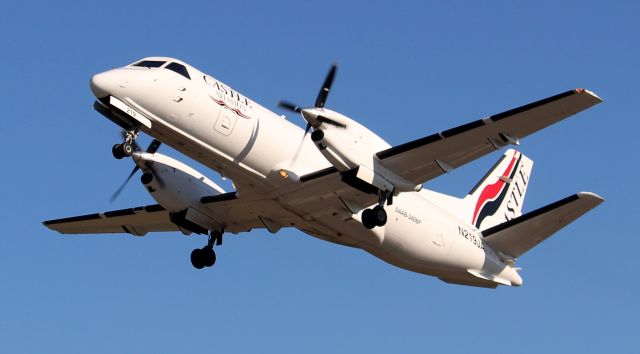 Saab 340 (N219JA) - A Castle Aviation SAAB 340B (F) departing Pryor Field Regional Airport, Decatur, AL - afternoon of August 31, 2022.