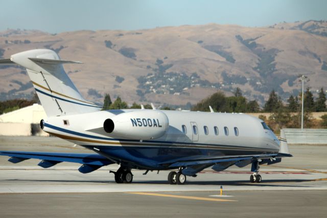 Bombardier Challenger 300 (N500AL) - Taxiing for departure, KSJC 30L, 09-18-2012