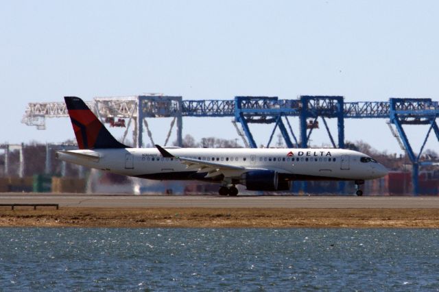 Airbus A220-300 (N304DU) - Delta A220-300 landing at BOS on 3/13/21.