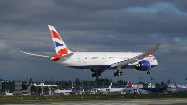 Boeing 787-9 Dreamliner (G-ZBKA) - BOE362 on final to Rwy 16R to complete a B2 flight on 9/19/15. (ln 346 / cn 38616).