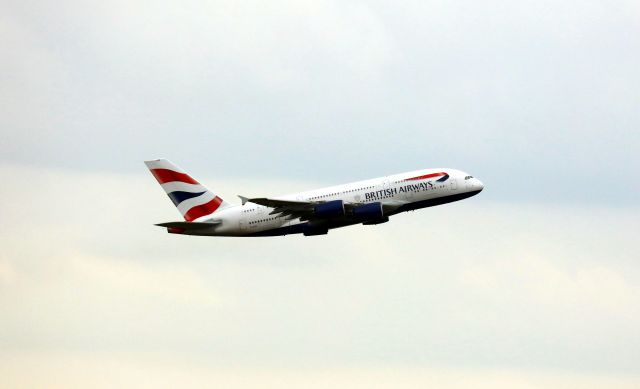 Airbus A380-800 (G-XLEH) - Captured from B429 G-RIDB whilst inspecting a powerline by LHR. 