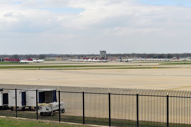 Embraer 175 — - Coronavirus Fallout. 04-06-20. APPROX 37 E-175S visibly parked in this photo.