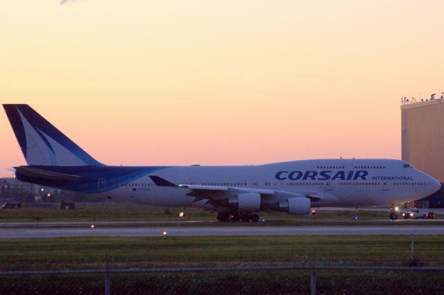 Boeing 747-400 (F-HSEA) - Taxiing past Air Canada maintenance base at Montreal Trudeau airport on the way to Rwy 24L for the return flight to Paris Orly.