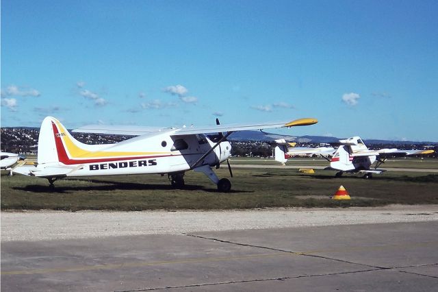 ROMAERO Islander (VH-BSL) - BENDERS - DE HAVILLAND DHC-2 BEAVER & TRANSAVIA PL-12 AIRTRUCK - REG : VH-BSL - VH-IVH (CN 1618) - PARAFIELD ADELAIDE SA. AUSTRALIA - YPPF (18/7/1983) 35MM SLIDE CONVERSION USING A LIGHTBOX AND A NIKON L810 DIGITAL CAMERA IN THE MACRO MODE