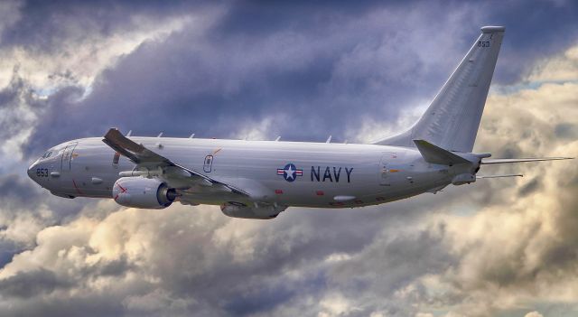 Boeing 737-800 (16-8853) - A US Navy P-8A Poseidon departing the RIAT 2016 airshow at RAF Fairford, UK