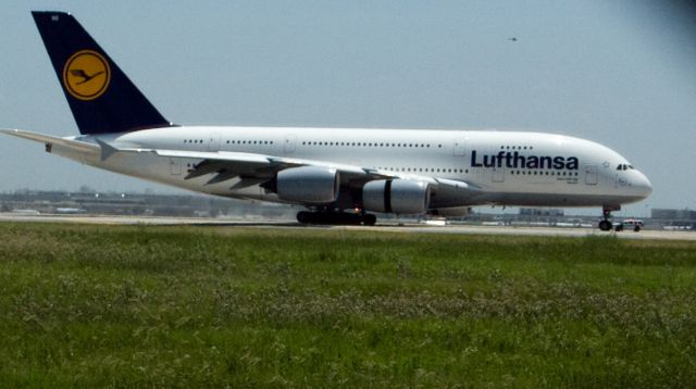 Airbus A380-800 (D-AIMB) - Taken during its inaugural flight from FRA-IAH on Aug 1, 2012.