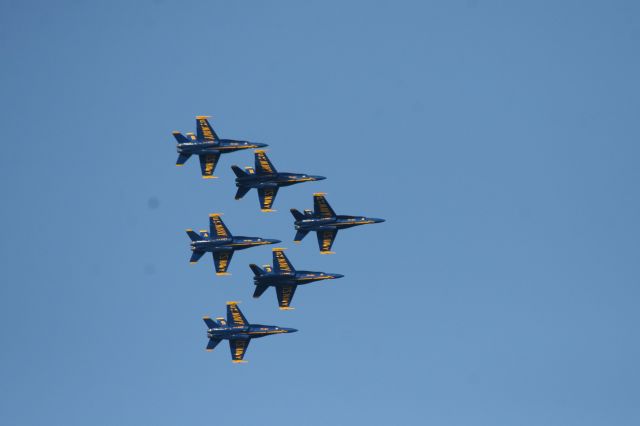 McDonnell Douglas FA-18 Hornet — - Blue Angels @ Wings over Houston 2012 - shot from overhead -- my pool