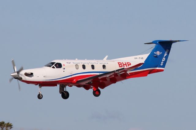 Pilatus PC-12 (VH-FVB) - On short finals to runway 05. Landing as FD840 from Alice springs.