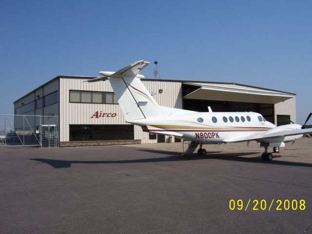 Beechcraft Super King Air 200 (N800PK) - On the ramp at Watertown, South Dakota