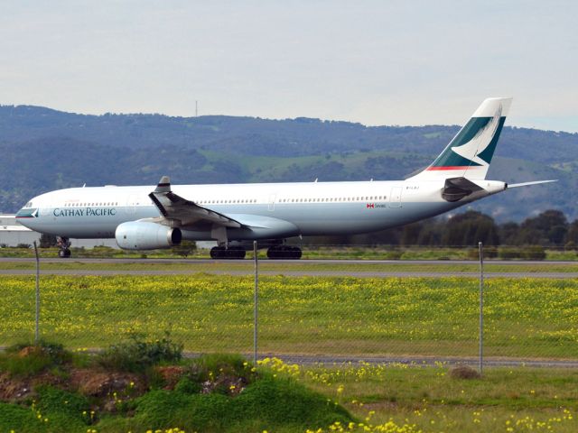 Airbus A330-300 (B-LAJ) - Rolling for take off on runway 05, for flight home to Hong Kong via Melbourne. Thursday 12th July 2012.