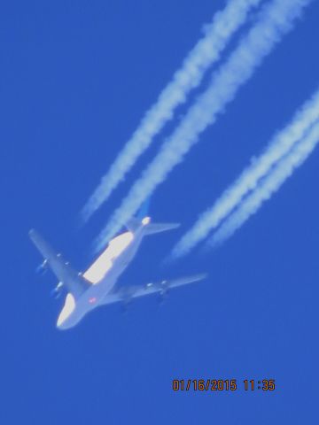 Boeing Dreamlifter (N249BA) - Atlas Air flight 4341 from Charleston S.C. to Wichita Kansas over Baxter Springs Kansas (78KS) at 34,000 feet.