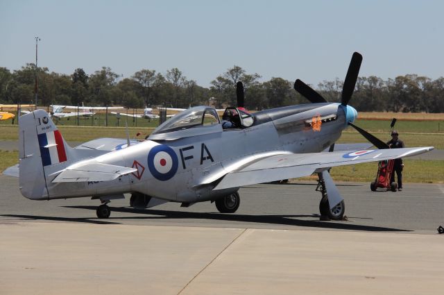 North American P-51 Mustang (VH-MFT) - This is a CAC CA-18 Mk 21, a version of the Mustang P-51br /Trying to start the stubborn engine.br /Manufactured in 1948, Australiabr /Photo: 21.11.2015