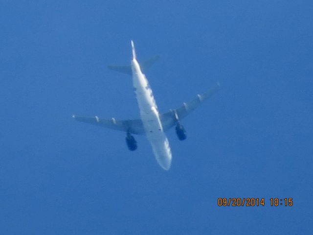 Airbus A319 (N922FR) - Frontier Airlines flight 226 from Denver to Branson Missouri over Baxter Springs Kansas (78KS) at 28,000 feet.