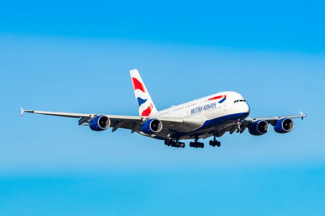 Airbus A380-800 (G-XLEB) - British Airways A380-800 landing at DFW on 12/27/22. Taken with a Canon R7 and Tamron 70-200 G2 lens.