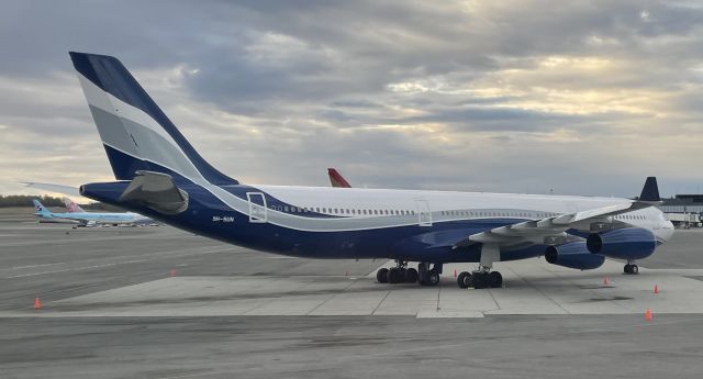 Airbus A340-300 (9H-SUN) - A340 on the ramp at ANC.  5/21/21.