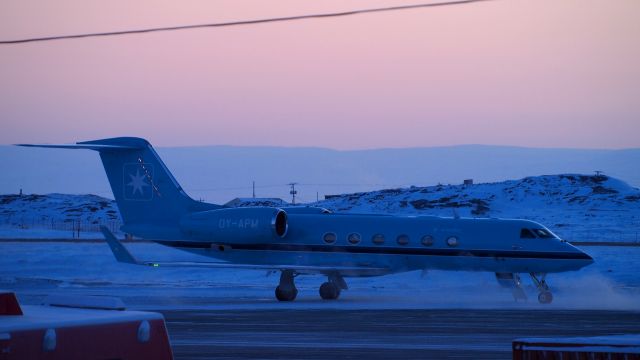 Gulfstream Aerospace Gulfstream IV (OY-APM) - Maersk Air. Re-fueling at the Iqaluit airport.