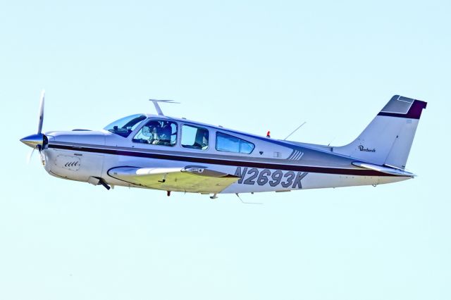 Beechcraft Bonanza (33) (N2693K) - Beech, Beechcraft F33A Bonanza departs Livermore Municipal Airport, November 2021.