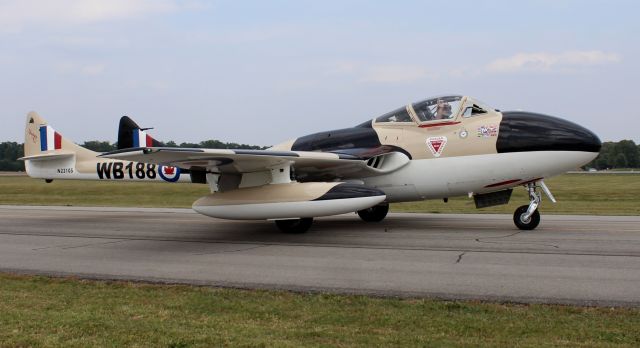 F+W EMMEN Vampire (N23105) - A 1959 model De Havilland DH-115 Vampire taxiing at the 2023 North Alabama Airfest at Pryor Field Regional Airport, Decatur, AL - June 20, 2023.