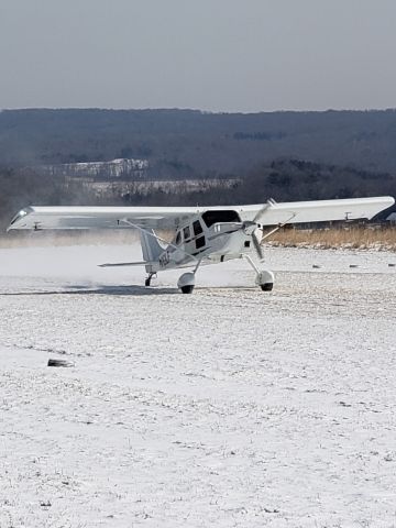 Experimental 100kts (N12LF) - Comp Air CA-6 departing Van Sant (K9N1) in the snow. 