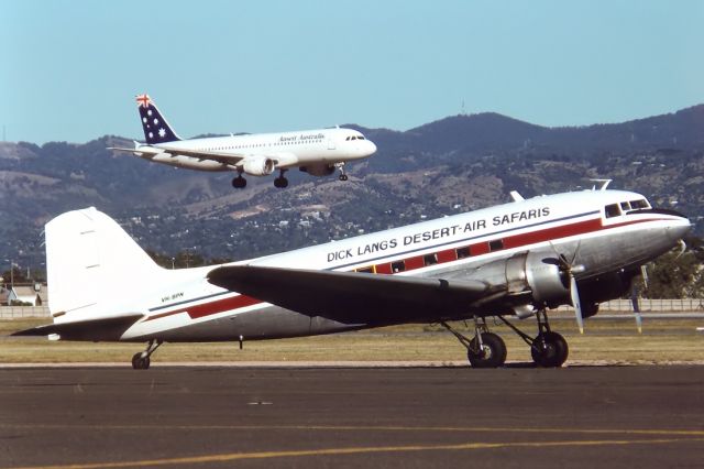 VH-BPN — - DICK LANGS DESERT-AIR SAFARIS - DOUGLAS C-47B SKYTRAIN (DC-3) - REG : VH-BPN (CN 16197/32945) - EST BEACH ADELAIDE SA. AUSTRALIA - YPAD (13/2/1993) 35MM SLIDE CONVERSION SCANNED AT 6400DPI USING A EPSON V700 PERFECTION FLATBED SCANNER.