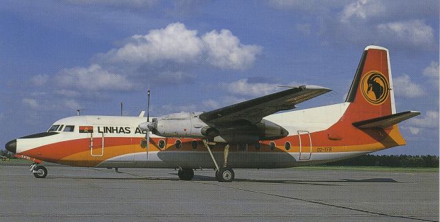 FAIRCHILD HILLER FH-227 (D2-TFR) - scanned from postcardbr /TAAG angola airlines