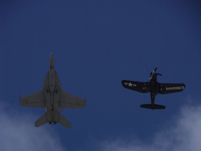 — — - MCAS Miramar Airshow 2008  San Diego, CA  The Tribute to Marine Aviation Flight..Super Hornet&Corsair