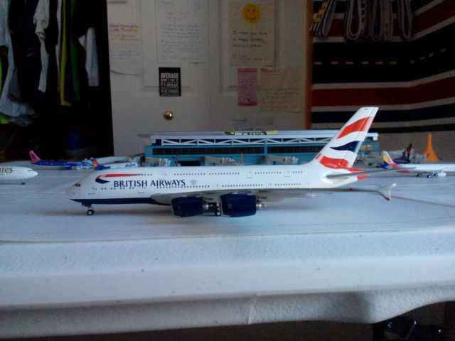 Airbus A380-800 (G-XLEA) - I have a 1 400 scale model airport modeling LAX, and this is my BA A380 model. Enjoy!