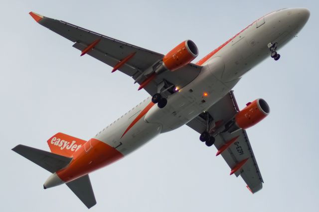 Airbus A320 (G-EZPI) - easyJet A320 arriving overhead into Cagliari after being delayed from Paris