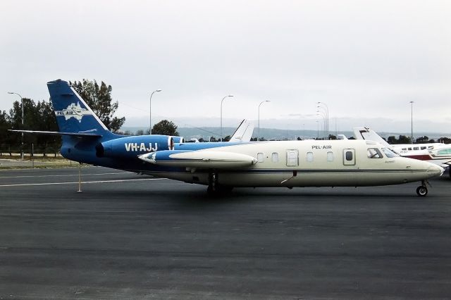 IAI 1124 Westwind (VH-AJJ) - PEL AIR - ISRAEL AIRCRAFT INDUSTRIES - AI-1124 WESTWIND 1- REG : VH-AJJ (CN 248) - ADELAIDE INTERNATIONAL AIRPORT SA. AUSTRALIA - YPAD 20/12/1987 35M SLIDE CONVERSION USING A LIGHTBOX AND A NIKON P80 DIGITAL CAMERA IN THE MACRO MODE